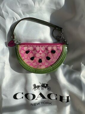 Coach Vibrant Pink and Green Watermelon Wristlet Coin Purse